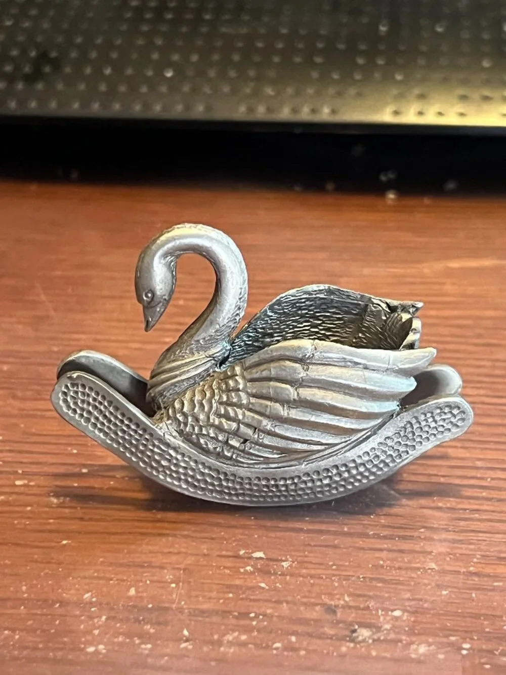VTG 1983 Spoontiques Pewter Rocking Swan Toothpick Holder Figure PP560